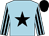 Light blue, black star, striped sleeves, black cap (P Giles)