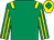 Emerald green, yellow epaulettes, striped sleeves, yellow cap, emerald green diamond (Royal Racing Club)