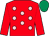 Red, pink spots, red sleeves, emerald green cap (Strawberry Seven Syndicate)