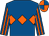 Royal blue, orange triple diamond, striped sleeves, quartered cap (Patrick Campbell)