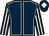 Dark blue, beige seams, striped sleeves, beige diamond on cap (Leanne Breen)