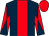 Dark blue, red stripe, red and dark blue diabolo on sleeves, red cap (Mrs Rachel Brodie & Mr John Brodie)