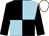 Black and light blue (quartered), black sleeves, white cap (Mr Alan Peterson)