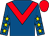 Royal blue, red chevron, royal blue sleeves, yellow stars, red cap (Miss Rebecca Curtis)