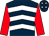 Dark blue, white chevrons, red sleeves, dark blue cap, white stars (Atlantic Friends Racing)
