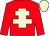 Red, beige cross of lorraine, beige cap (Mrs H R Cross And Mrs S A Keys)