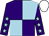 Purple and light blue (quartered), purple sleeves, light blue stars, white cap (Mrs J Jones)