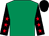 Emerald green, black sleeves, red stars, black cap (Mr H Khan)