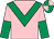 Pink, emerald green chevron, halved sleeves, emerald green and pink quartered cap (Mrs Fitri Hay)