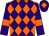 Purple and orange diamonds, purple sleeves, orange armlets and diamond on cap (Smarden Thoroughbreds)