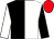 Black and white (halved), sleeves reversed, red cap (Mr & Mrs A E Oppenheimer)
