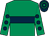 Emerald green, dark blue hoop, emerald green sleeves, dark blue spots, dark blue and emerald green hooped cap (Patrick, Sellars And Murphy)