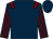 Dark blue, maroon epaulets, striped sleeves (Fred Archer Racing - Jannette)