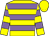 Yellow, mauve hoops, yellow cap (Mr John Manser)