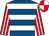 Royal blue, white hoops, red and white striped sleeves, quartered cap (Jackie Cornwell And David Henery)