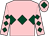 Pink, dark green triple diamond, diamonds on sleeves, pink cap, dark green diamond (Miss Jacintha Hynes)