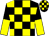 Black and yellow check, halved sleeves (Mrs E Lucey-Butler)