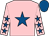 Pink, royal blue star, pink sleeves, royal blue stars, royal blue cap (Enterprising Trio & Sara Moore)