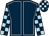 Dark blue, light blue seams, checked sleeves and cap (Mr M Lambert)