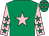 Emerald green, pink star, pink sleeves, emerald green stars, emerald green cap, pink stars (Mr D Whittaker & Partner)