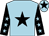 Light blue, black star, black sleeves, light blue stars, light blue cap, black star (Mr C Boultbee-brooks)