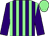 Purple and light green stripes, purple sleeves, light green cap (Mrs K Young & Mrs J A Niven)