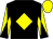 Black, yellow diamond, yellow and black diabolo on sleeves, yellow cap (Mrs Christine Graves)