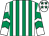 White and emerald green stripes, chevrons on sleeves, white cap, emerald green stars (Mr William Stobart)