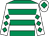 Emerald green, white hoops, white sleeves, emerald green diamonds, white cap, emerald green diamond (Gallop Racing)