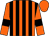 Orange and black stripes, orange sleeves, black armlets, orange cap (Tipping Over)