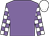 Mauve, mauve and white check sleeves, white cap (Mr And Mrs A E Pakenham)