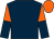 Dark blue, orange and dark blue halved sleeves, orange cap (Mr Hugh J F Lang)