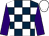 Dark blue and white check, purple sleeves, white cap (Syder, Whateley, Murphy, Burke)