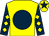 Yellow, dark blue disc, dark blue sleeves, yellow diamonds, yellow cap, dark blue star (Harrie/Brett Graham Syndicate)