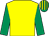 Yellow, emerald green sleeves, striped cap (J F Taylor)