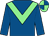 Royal blue, light green chevron, quartered cap (A W Young)