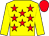 Yellow, red stars, yellow sleeves, red cap (Martin Dooley)