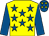 Yellow, royal blue stars, royal blue sleeves, royal blue cap, yellow stars (Eoin A Barry)
