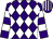 Purple & white diamonds, hooped sleeves, striped cap (Mrs Bernadette Colleary)