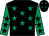 Black, emerald green stars, emerald green sleeves, black stars, black cap, emerald green stars (R Kenneally)