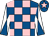 Royal blue and pink check, white and royal blue diabolo on sleeves, royal blue cap, pink star (The Lane Partnership)