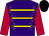 Purple, gold braid, scarlet sleeves, black velvet cap, gold fringe (The Queen)