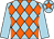 Light blue and orange diamonds, light blue sleeves, light blue cap, orange star (J C & S R Hitchins)