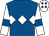 Royal blue, white triple diamond, white sleeves, royal blue armlets and diamonds on white cap (High Five Racing And Partners)