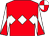 Red, white triple diamond, white and red diabolo on sleeves, red and white quartered cap (The Gathering & J Matthews)