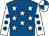 Royal blue, white stars, white sleeves, royal blue spots, royal blue & white quartered cap (A Killoran)