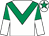 White, emerald green chevron, halved sleeves, emerald green star on cap (Stephen McGuinness)