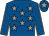 Royal blue, grey stars, grey seams on sleeves, grey star on cap (S J Condron)