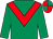 Emerald green, red chevron, quartered cap (Richard Frayne)