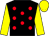 Black, red spots, yellow sleeves & cap (C P O'Brien)